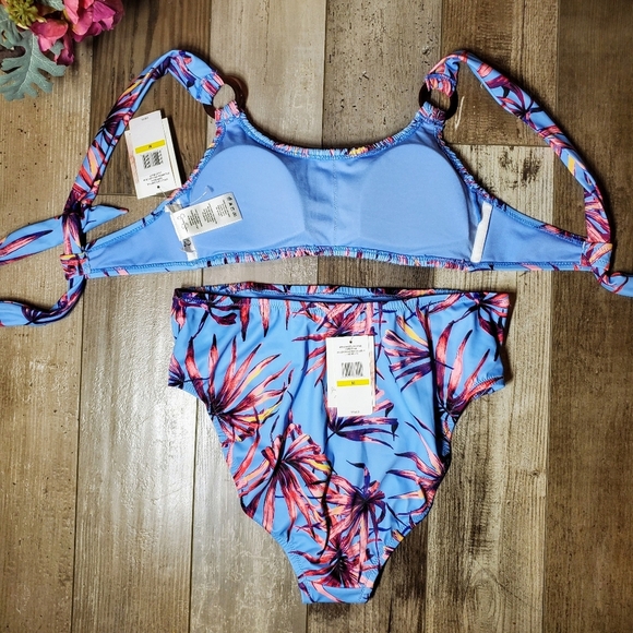 NWT Jessica Simpson Lilac Tropical Floral High Waisted Smocked Bikini Set Medium - Picture 13 of 16